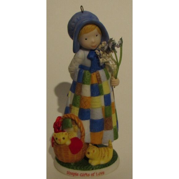 Holly Hobbie Simple Gifts of Love 2003 vintage ornament kitty cat in basket - Picture 2 of 9